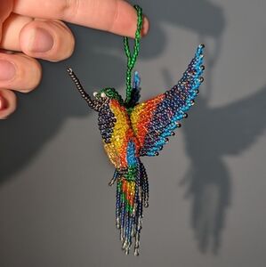 Beaded Hummingbird Keychain